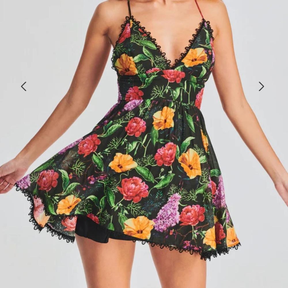 Black and Floral Mini Dress